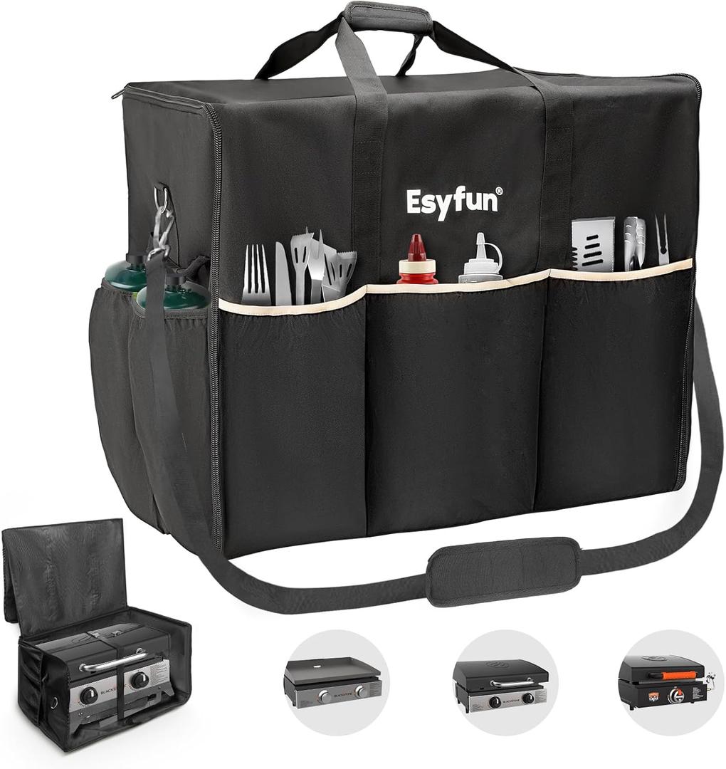 Griddle Carry Bag for Blackstone 22 inch Tabletop Griddle with Hood and Stand (1813/1666/1891), 1680D Heavy-Duty Water-Resistant Outdoor BBQ Griddle with Grill Cover Carrying Bag, Black Griddle Carry Bag for Blackstone 22 inch Tabletop Griddle with Hood and Stand (1813/1666/1891), 1680D Heavy-Duty Water-Resistant Outdoor BBQ Griddle with Grill Cover Carrying Bag, Black