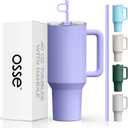 osse 40oz Tumbler with Handle and Straw Lid | Double Wall Vacuum Reusable Stainless Steel Insulated Water Bottle Travel Mug Cup | Modern Insulated Tumblers Cupholder Friendly 