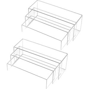 Chuangdi 2 Sets Large Acrylic Risers Display Stands for Figures Collectibles, Shelf Showcase for Dessert Cupcake Candy Treat Action Product Jewelry(Clear,Extra Large Set)