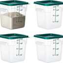 BIEAMA 4 Pack Food Storage Containers with Lids, 4 Quart Square Commercial Food Containers, NSF, Polycarbonate, Clear