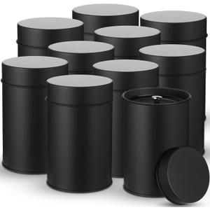 Zopeal 10 Pack Metal Tea Tin Canister with Airtight Double Lids 16 oz Round Tin Can with Lid Double Sealed Small Kitchen Container for Loose Tea Storage Coffee Sugar Candy Herbs and Spices