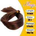 NISEYO Kinky Straight Crochet Hair Bundles 14 Inch Kinky-yaki Bone Straight Braiding Hair Pre-Stretched Vixen Crochet Braids Soft Synthetic Yaki Texture Extension for Women (30#, 4 Bundles)