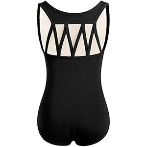 DANSHOW Tank Dance Leotards for Girls,Back M Straps 11-12Y, Black 