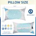 Chaise Head Rest Pillows Set of 2, Outdoor Lounge Pillow Lumbar Pillows with Insert and Adjustable Elastic Strap Decorative Pillows for Patio Beach Pool Chair, Light Blue Gray Flower