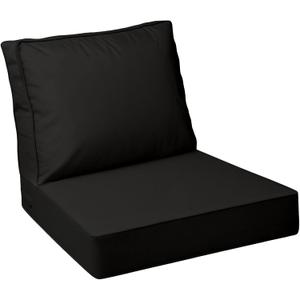 AAAAAcessories Outdoor Deep Seat Cushions with Double Welted Pillow, Waterproof, Fade-Resistant Patio Furniture Replacement Cushions, 24" x 24" x 5" + 24" x 19", Charcoal Black