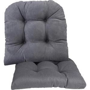 Klear Vu Gripper Overstuffed Universal Non-Slip Dining Chair Cushions for Kitchen Decor or Office Use, U-Shaped Skid-Proof Seat Pad, 15x15 Inches, 2 Count (Pack of 1), Linear Bluestone