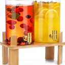 1 Gallon 2 PCS Glass Beverage Dispenser, Drink Dispensers for Parties, Lemonade Dispenser with Airtight Valve and Stainless Steel Spigot for Party,Lemonade,Juice, Tea