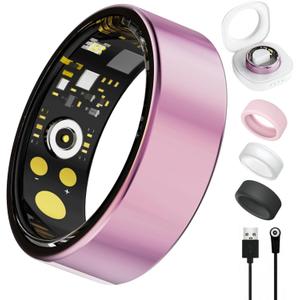 Smart Ring For Women Men, Health Tracker with Heart Rate, Blood Oxygen, Blood Pressure, Sleep Monitor, Step Counting, IP68 Waterproof Fitness ring, No App Fees for iPhone & Android (Lavender Pink, 8#)