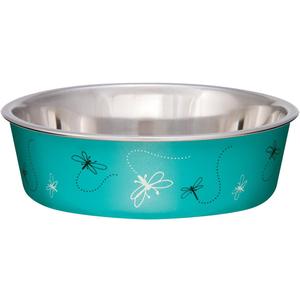 Loving Pets Bella Dog Bowls- Stainless Steel Dog & Cat Bowls - Spill Proof Dog Food Bowl, Cat Bowl, Puppy Essentials & Pet Supplies Great for Home & Travel (Medium 20-35 lbs, Dragonfly)