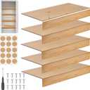 5 Pcs Bamboo Wood Wire Shelf Cover, Wire Rack Covers for Shelves, 24 x 12 Inch Shelf Covers for Wires Shelving, Board for Pantry, Store, Kitchen, Removable Closet, Office
