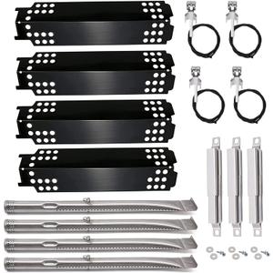 Yiming Grill Replacement Parts for Charbroil 463436215, 463436214, 463439915, 463436213, 463439914 Grill Models. Grill Burner Tubes, Heat Plate Shields, Carryover Tubes, and Grill Igniter Kit. (Sliver+Black+White)