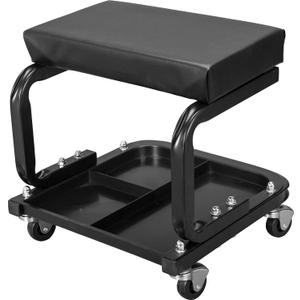 Big RED 250lb Black Rolling Automotive Creeper Garage/Shop Seat: Padded Mechanic Stool with Tool Large Tray Suitable for garages, Repair Shops,6300-black