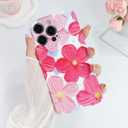 Compact for iPhone 12 Pro Case Floral Flowers Oil Painting Phone Case, Cute Trendy Soft Slim Shockproof Protective Cover Designed for Women Girls Aesthetic, Pink