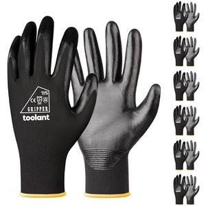 toolant Nitrile Coating Work Gloves for Men, Superior Oil Resistance, 6 Pairs Bulk Safety Work Gloves with Grip, Touch Screen, for Automobile Repair, Gardening, Warehouse (Black, L): Amazon.com: Tools & Home Improvement