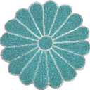 Beaded Placematss Round 13" Hand -Beaded Placematss, Farmhouse Weave Place Mats, Rustic Braided Wicker Table Mats for Dining Table, Home, Wedding Single Pack (Teal Silver) - ALPHA Living HOME (Set of 1)