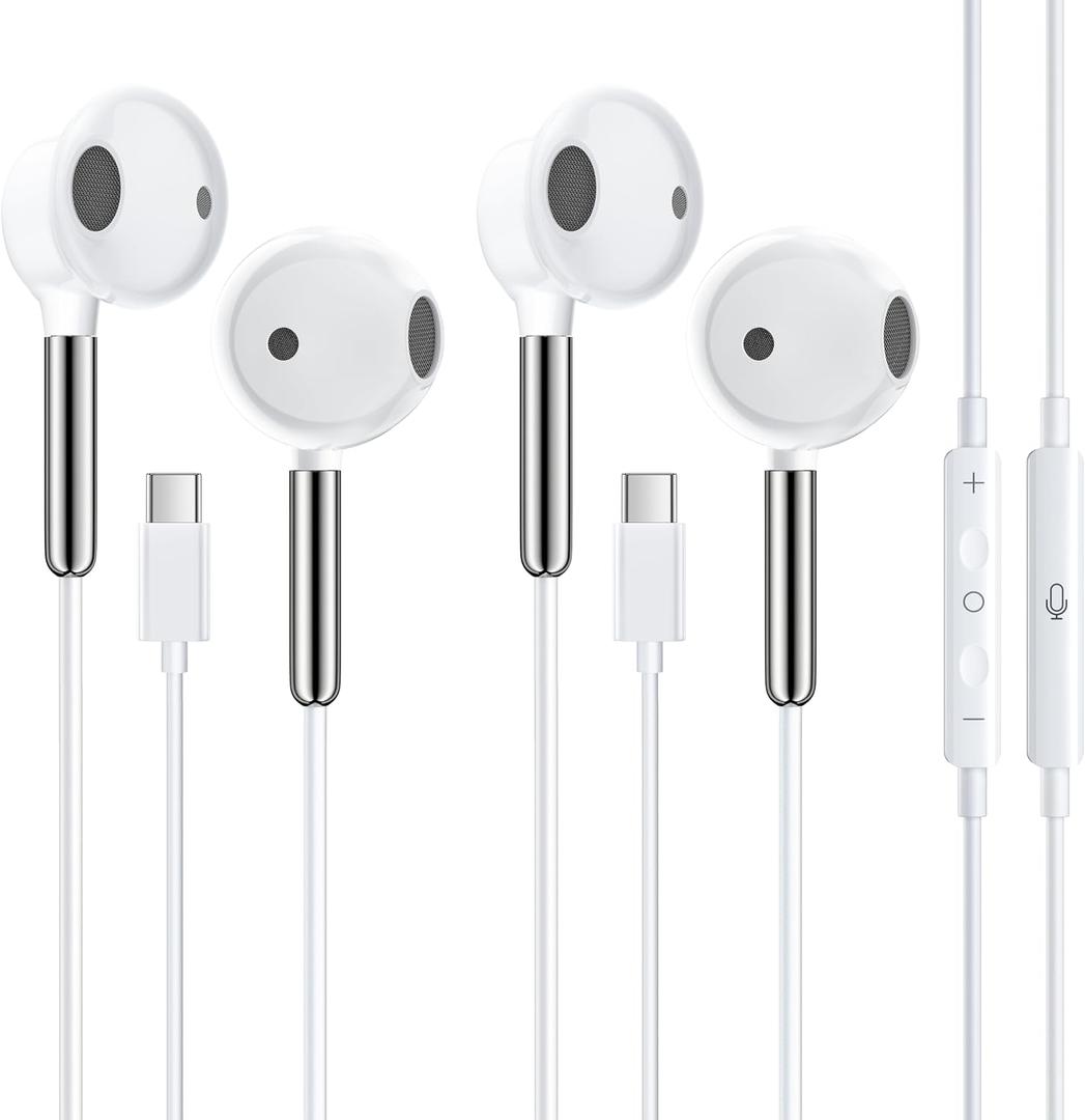 USB C Headphones Wired Earbuds for iPhone 17/16 Earphones Wired Type C, with Mic & Control, USBC Ear Buds for iPhone Air 17 16 Pro Max,16e,15, iPad Pro, Galaxy, Pixel 2-Pack