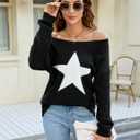 Blooming Jelly Women's Off The Shoulder Sweaters Cute Fall Tunic Tops Knitted Pullover Sweater (Black, M)