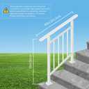 Adjustable Handrails for Outdoor Steps White Metal Stair Railing with Installation Kit, 3 Steps Handrail or Horizontal Use, Wrought Iron Hand Rails for Outdoor Steps