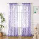 OWENIE Furman Extra Long Sheer Curtains 96 inches Long for Bedroom Living Room 2 Panels Set, Light Filtering Soft Solid Light Purple Semi Sheer Farmhouse Rod Pocket Drapes, Lavender, 40Wx96L inch