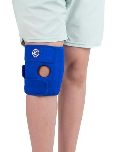 KARM Kids Knee Brace - Osgood Schlatter Knee Brace Youth for Kids, Sports, Pain, Arthritis, Patella, Meniscus Tear, MCL, ACL - Adjustable Compression Support for Child, Boys & Girls (Blue)