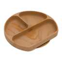 Bumkins Toddler and Baby Suction Plate, Silicone Divided Grip Dish for Babies and Kids, Baby Led Weaning, Children Feeding Supplies, Non Skid Sticky Bottom, Platinum Silicone, 6 Months Up, Woodgrain (F1 Woodgrain-GD)