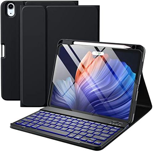 Harvopu Compatible for iPad Air 11-inch/ 10.9" Air 5th 4th Generation Case with Keyboard - Backlit Detachable, Folio Cover with Pencil Holder for iPad Air 11 Inch M3/M2, Air 5 2022/ Air 4 (Black)