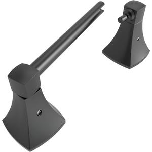 Matte Black Toilet Paper Holder Bathroom Double Post Pivoting Tissue Roll Holder Stainless Steel and Zinc Alloy Wall Mount