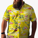 Weecreeture Big and Tall Men's Hawaiian Shirt - Short Sleeve, Tropical Floral Button Down Casual Summer Beach Shirt Size M