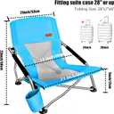 Nice C Low Beach Chair, Beach Chairs for Adults 2 Pack, Sling, Folding, Portable, Concert, Kids, Boat, River, Sand Chair, Sillas De Playa, with Cup Holder & Carry Bag (2 Pack of Blue)