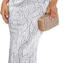 Elegant Sequin Dresses for Wedding Guest One Shoulder Dress for Women with Bead Maxi Formal Gowns (A-Silver, S)