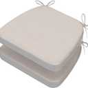 AAAAAcessories D-Shaped Chair Cushions, 2" Thick Dining Chair Pads with Ties and Removable, Machine-Washable Cover, 17" x 16", Set of 2, Ivory