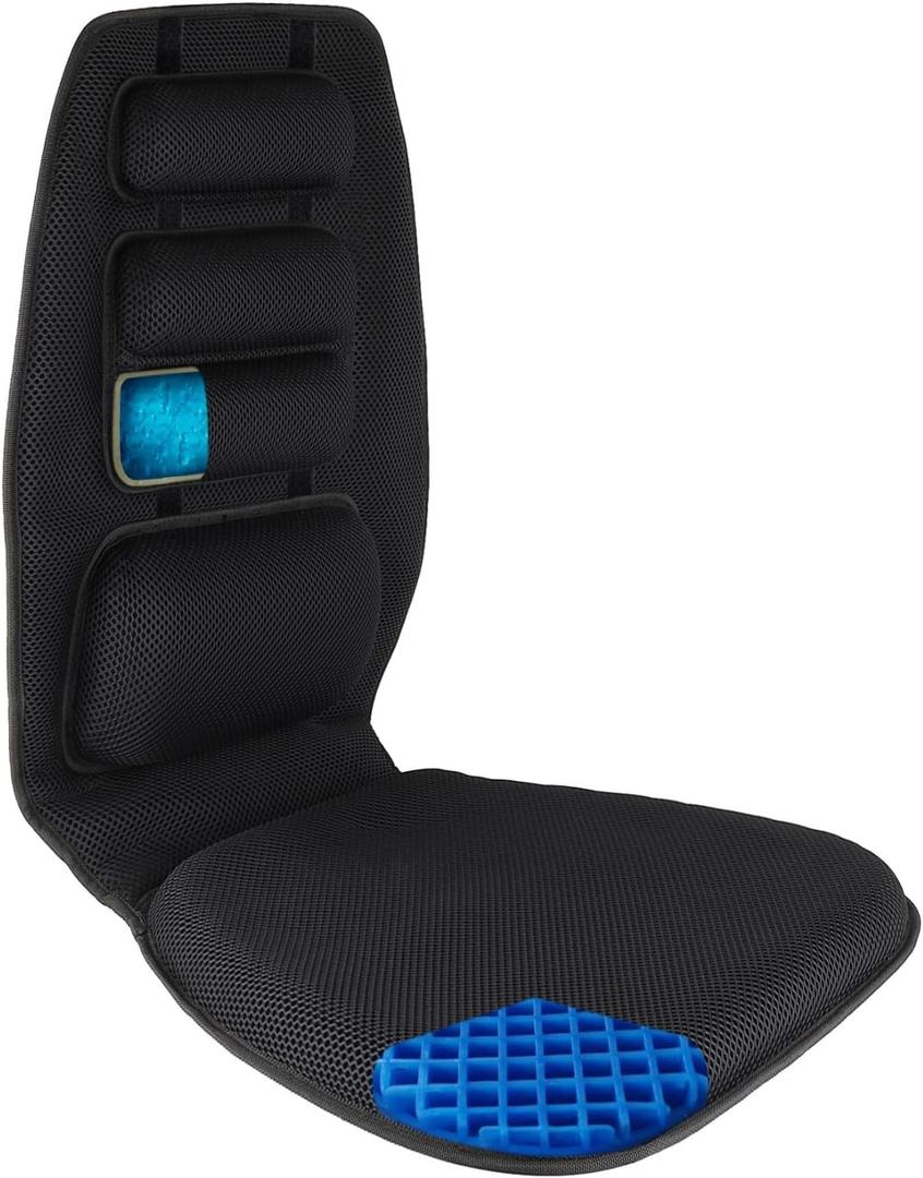 FOMI Gel High Chair Back Support and Seat Cushion | Adjustable Lumbar Pillow Placement for Upper Lower Thoracic, Coccyx, Pressure Sore Pain Relief | for Car, Office Chair, Gaming | Posture Aid, Back - 23"