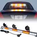 Xprite 31.5 Inch LED Strobe Traffic Advisor Light Bar 21 Flashing Caution Patterns Directional Chase Lightbar w/Suction Cup Mount for Emergency Construction Vehicles Trucks SUV UTV, White Amber