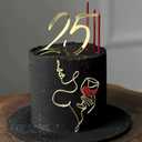 Gold Number 25 Cake Topper, Acrylic Happy 25th Birthday Cake Decoration, Twenty Five Years Old Cake Pick Decoration For 25th Anniversary Celebrating Party Supplies