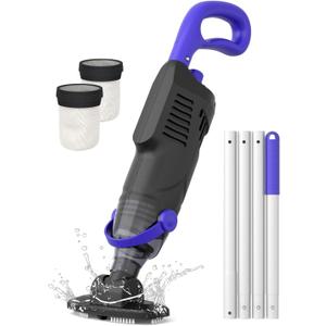 Little Shark Pool Vacuum for Above Ground Pool, Hot Tub Vacuum with a 60w Motor,18 Gal/Min Powerful Suction, Compact & Light Pool Vacuum with 5000mAh Battery, 1h Running Time