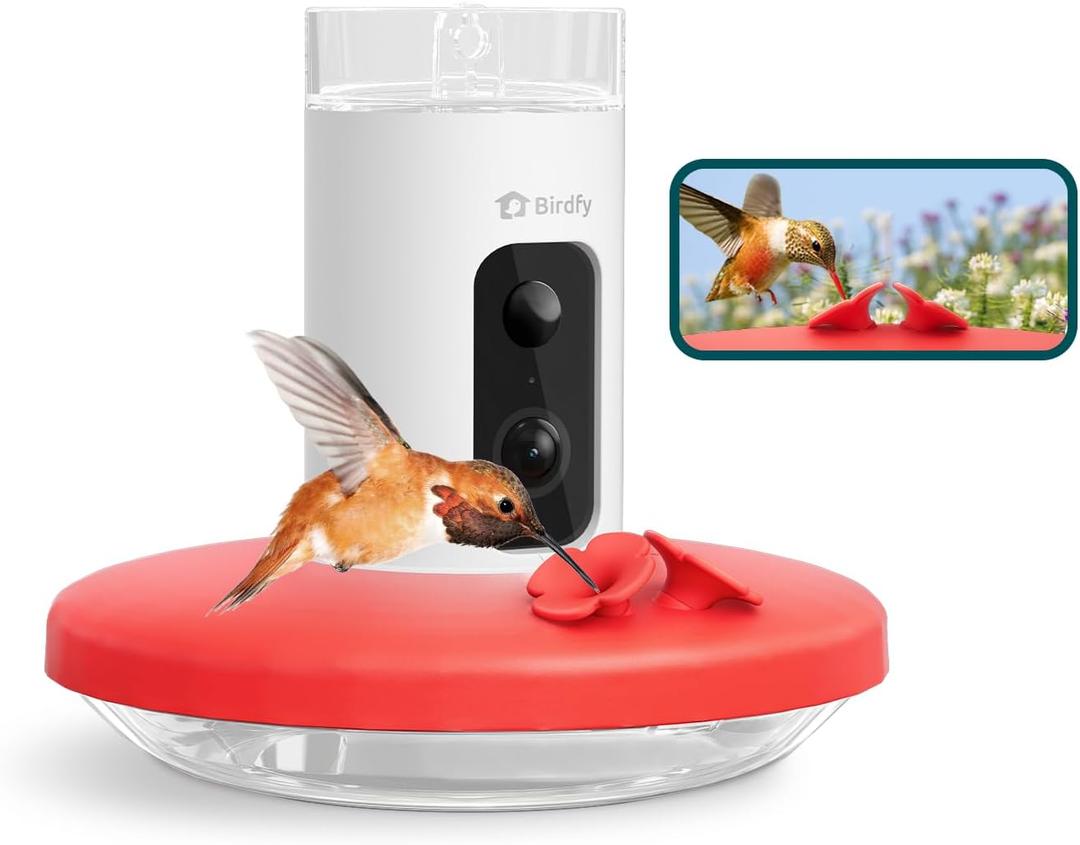 Birdfy Hummingbird Feeder with Camera, Auto Record Bird Video, Instant Notification, Live View, Smart Hummingbird Feeders for Outdoors Hanging, Ant Bee Proof, 14oz, Easy to Clean, Gift for Bird Lovers