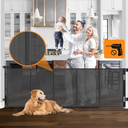 Reinforced No Drilling 100" Wide Retractable Baby Gates Extra Wide Dog Gate with Support Bars Mesh Baby Gate No Drill Retractable Pet Gates for Doorways No Drilling Retractable Dog Gates for The House, Black