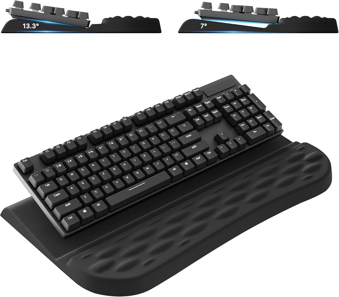 Laborio Keyboard Wrist Rest Stand for Desktop, 2 Angle Adjustment Ergonomic Computer Keyboard Stand Key Board Riser Holder with Wrist Support for Office, Home, Desk (17.3X9.7X1 Inch, Black)