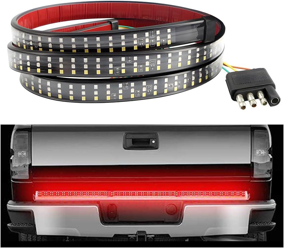 60" Car Tailgate Light Bar, Sequential Vehicle Triple Row Tail Lamp Strip, Waterproof Automotive Running Brake Reverse Amber Turn Signal Light Bar Accessories, Universal Fit (Style3)