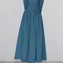 BTFBM Casual Long Sleeve Dresses Spring Dresses 2025 Wedding Guest Dress Midi Dress Flowy Bohemian Long Dress (Blue, Medium)