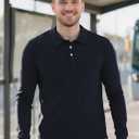 Men's Long Sleeve Polo Shirts for Men, Casual & Work Golf Polo Shirts with Split Hem,Stylish Collared Shirt (XL)