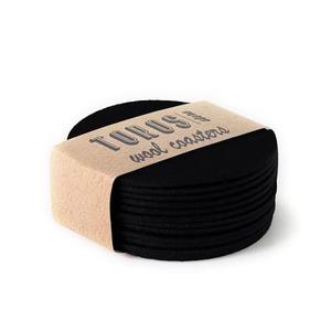 Set of 12 Felt Black Drink Coasters 4x4 inches - Round Coaster for Drinks Absorbent - Thick Coasters for Glasses - Premium Cup Mats - Protect Furniture from Heat, Stain, Scratches and Condensatio