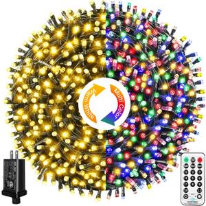 Upgraded 218FT 650 LED Color Changing Christmas String Lights Outdoor/Indoor, Remote Control & 11 Modes & Timer Green Wire Christmas Tree Lights, Waterproof Fairy String Lights for Tree Xmas Garden