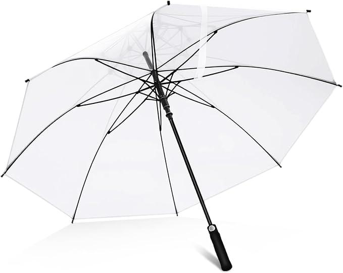 Jexine Extra Large Clear Umbrella Golf 60 Inch Oversized Automatic Open Stick Umbrella Transparent Waterproof for Adult Men Women Outdoor Sport Golf Play Weddings(1 Pcs)