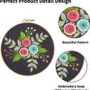 Nuberlic 4 Pack Embroidery Kit for Beginners Cross Stitch Kits Needlepoint Kits for Adults, Include 4 Embroidery Hoops, 4 Embroidery Cloth with Pattern, Color Threads and Needles