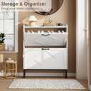 Nicetree Shoe Storage Cabinet with 2 Flip Drawers, Freestanding Shoe Organizer, Shoe Cabinet with Metal Legs, Narrow Shoe Rack Cabinet, Farmhouse Slim Shoe Cabinet for Entryway, Foyer, Hallway, White