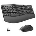 Wireless Keyboard and Mouse Combo,2.4G Full Size Wave Keys Ergonomic Keyboard with Wrist Rest for Natural Typing, 3 DPI Adjustable Ergonomic Silent Mouse for Computer/Laptop/Windows/Mac (Gray)
