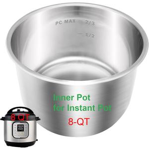 Replacement Pot for Instant Pot 8-Qt, 304 (18/8) Stainless Steel Inner Pot for Instant Pot 8-Quart, Upgrade Insert for Instantpot, Liner for Insta Pot 8 Qt with Thick Bottom, Non-Toxic (No Teflon)