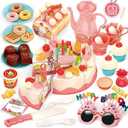 82 PCS Birthday Cake Food Play Set - Food Toy Pretend Cutting Play Cake Desserts Ice Cream and Donuts Food Toys - Birthday Gifts Toy Set for Boys Kids Girls