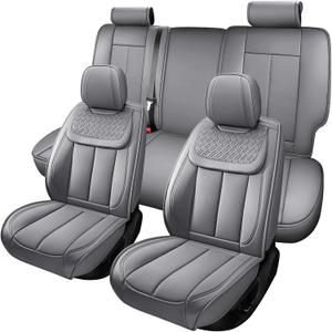 Seat Covers for Truck Chevy Chevrolet Silverado GMC Sierra Pickup 2007-2026 1500 2500HD 3500HD Trail Boss Z71 Crew Double Extended Cab Waterproof Leather Protectors Grey Full Set